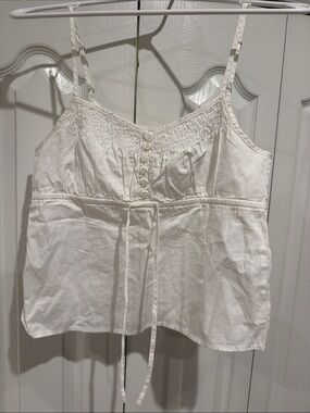 PacSun White Smocked Button-Front Camisole Top